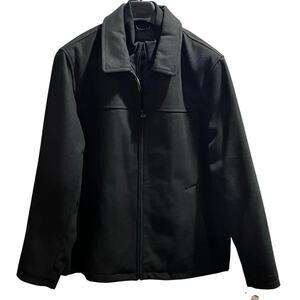 Dockers Peacoat Jacket Black Faux Mock Double Layer Zipper Wool Blend New XL‎